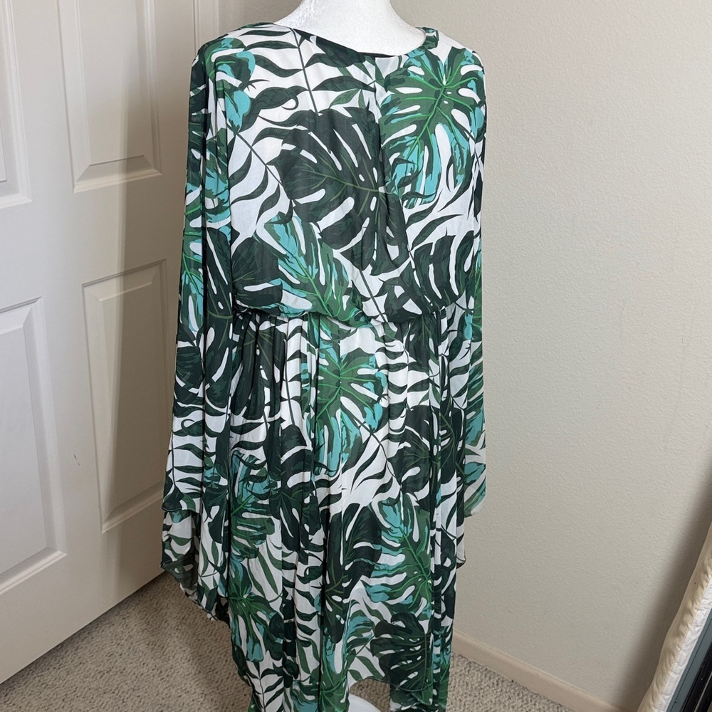 Meghan LA Tropical Leaf Print Handkerchief Dress - Picture 4 of 11